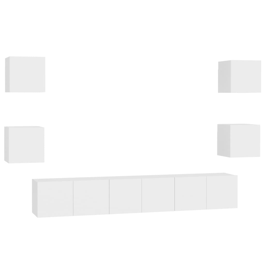 7 Piece TV Cabinet Set White Particleboard
