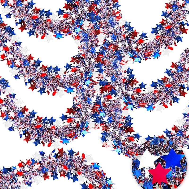 TURNMEON 50 Feet 7 Month 4 Japanese Wreath Patriotic Decoration Red White Blue Wreath Patriotic Wreath Suitable for Red White Blue Holiday Party 50 Feet