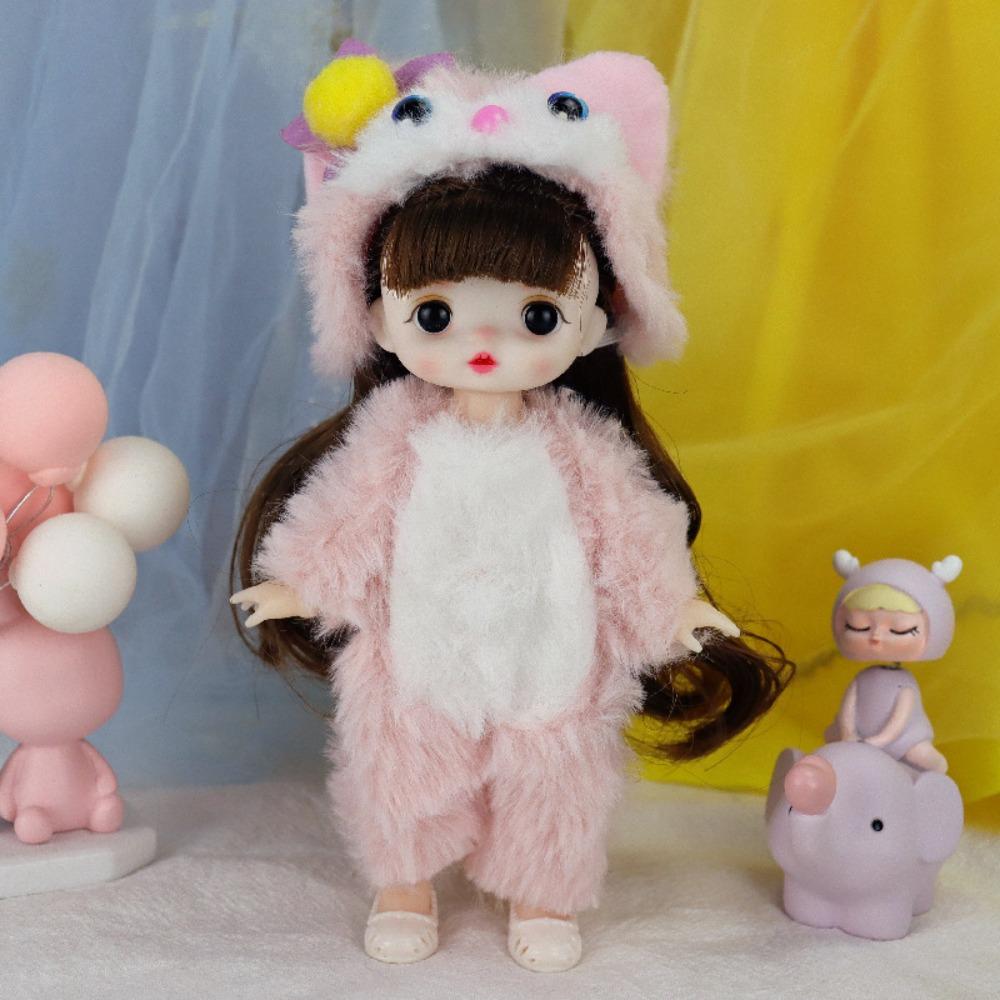 Colorful Cute BJD Doll Lifelike Movable Joints Mini Girl Doll Mini Girl Doll Playhouse Doll Toy