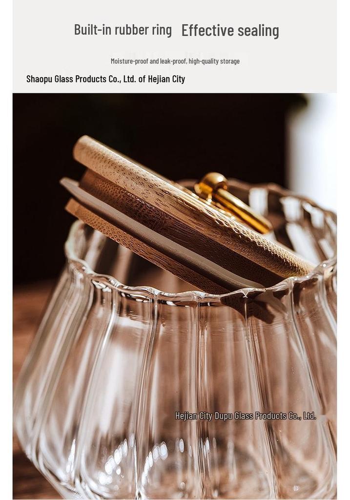 Striped High Borosilicate Glass Tea Jar for Kitchen