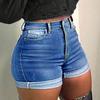 Dámské jednobarevné džíny strečové slim fit roztrhané džínové šortky