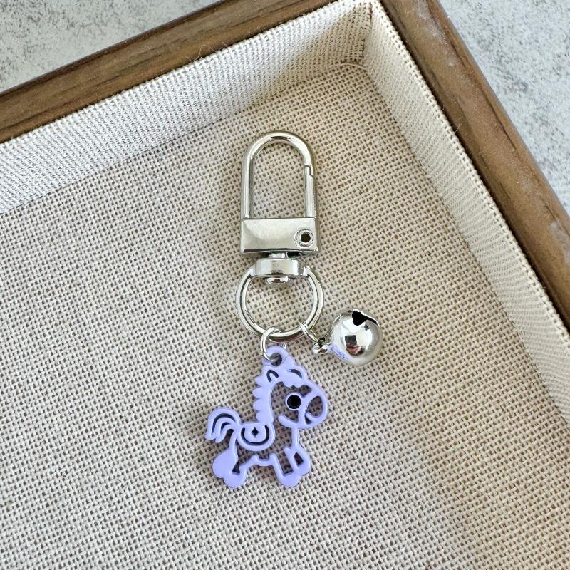 Cute Colorful Pony Pendant Keychain Alloy Minimalist Creative Animal Horse Design Backpack Decoration Accessory