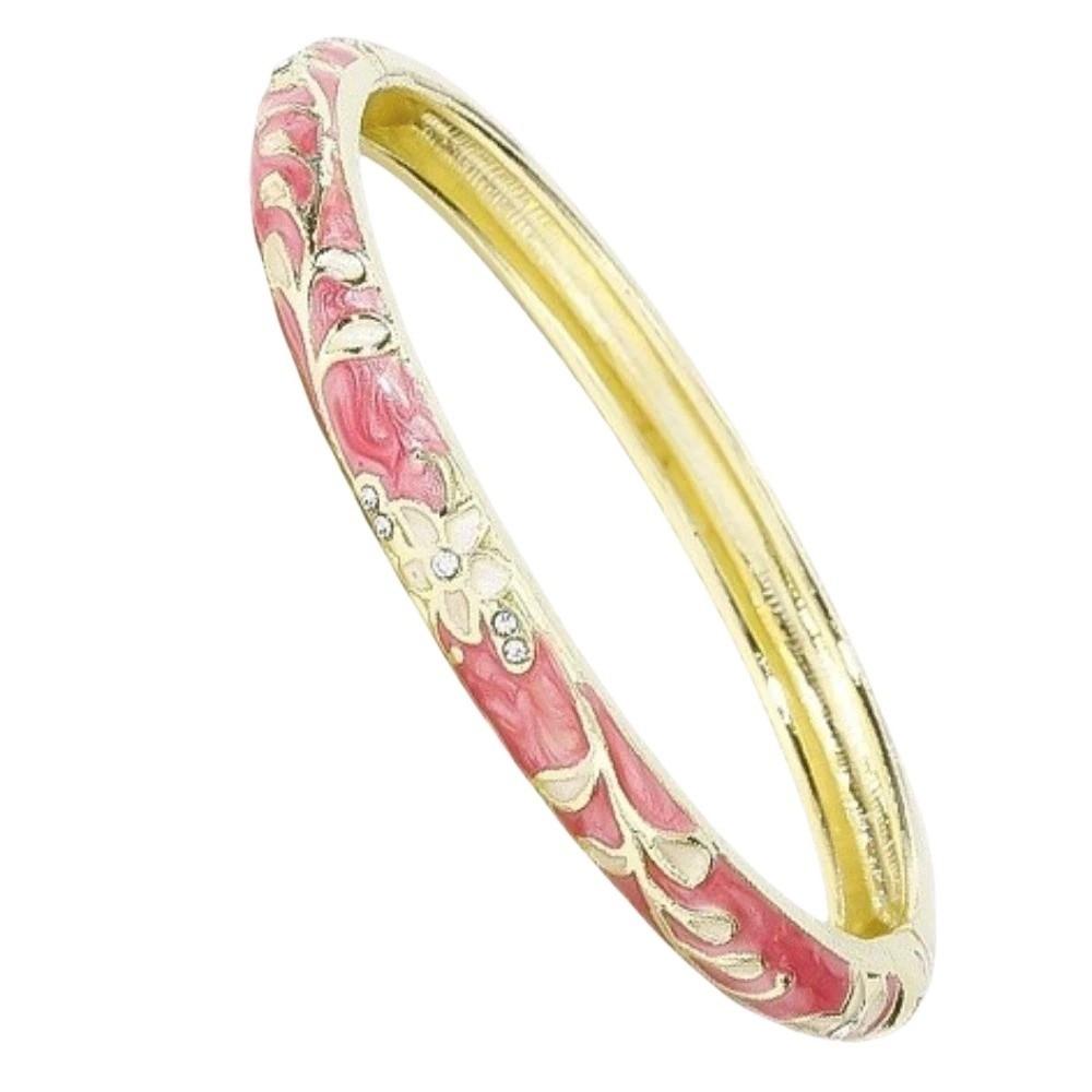 Enamel Flower Bangle Colorful Women's Hand Bracelet Handicraft Vintage Cloisonne Bangle Ladies