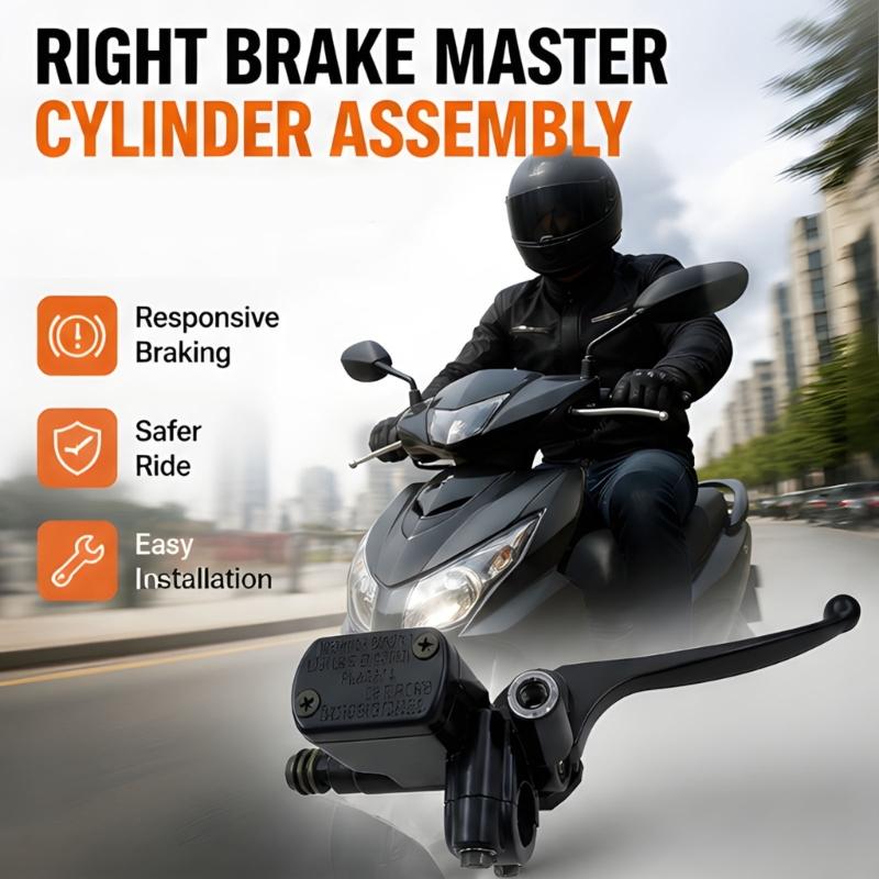Front Brake Cylinder Lever Assembly for ZX50 AF17 AF18 AF27 AF28 AF34 AF35, Right Motorcycle Handlebar Control with Black Reservoir Housing