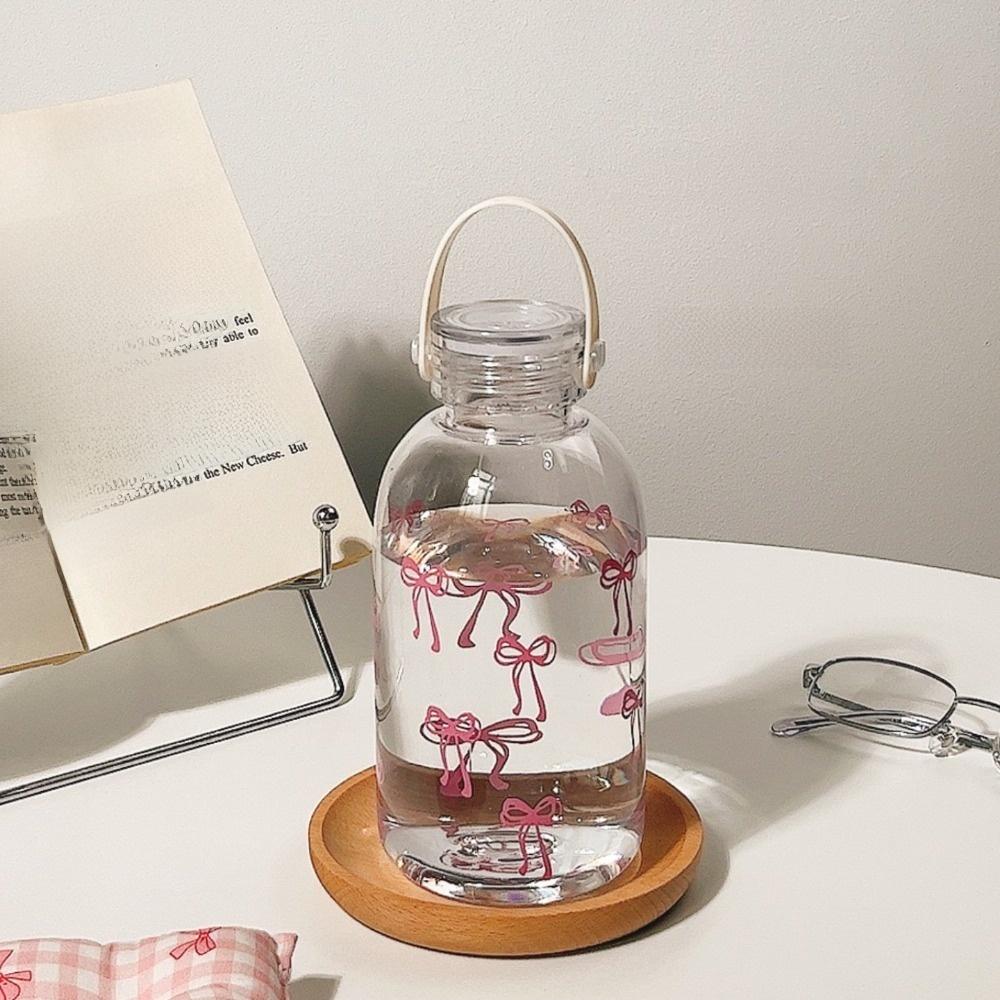 

Bowknot Coffee Cup Transparent Water Bottle New Straw Mug B