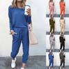 Women Tracksuit Set With Solid Color Hoodie And Pants Comfortable Loungewear For Daily Use