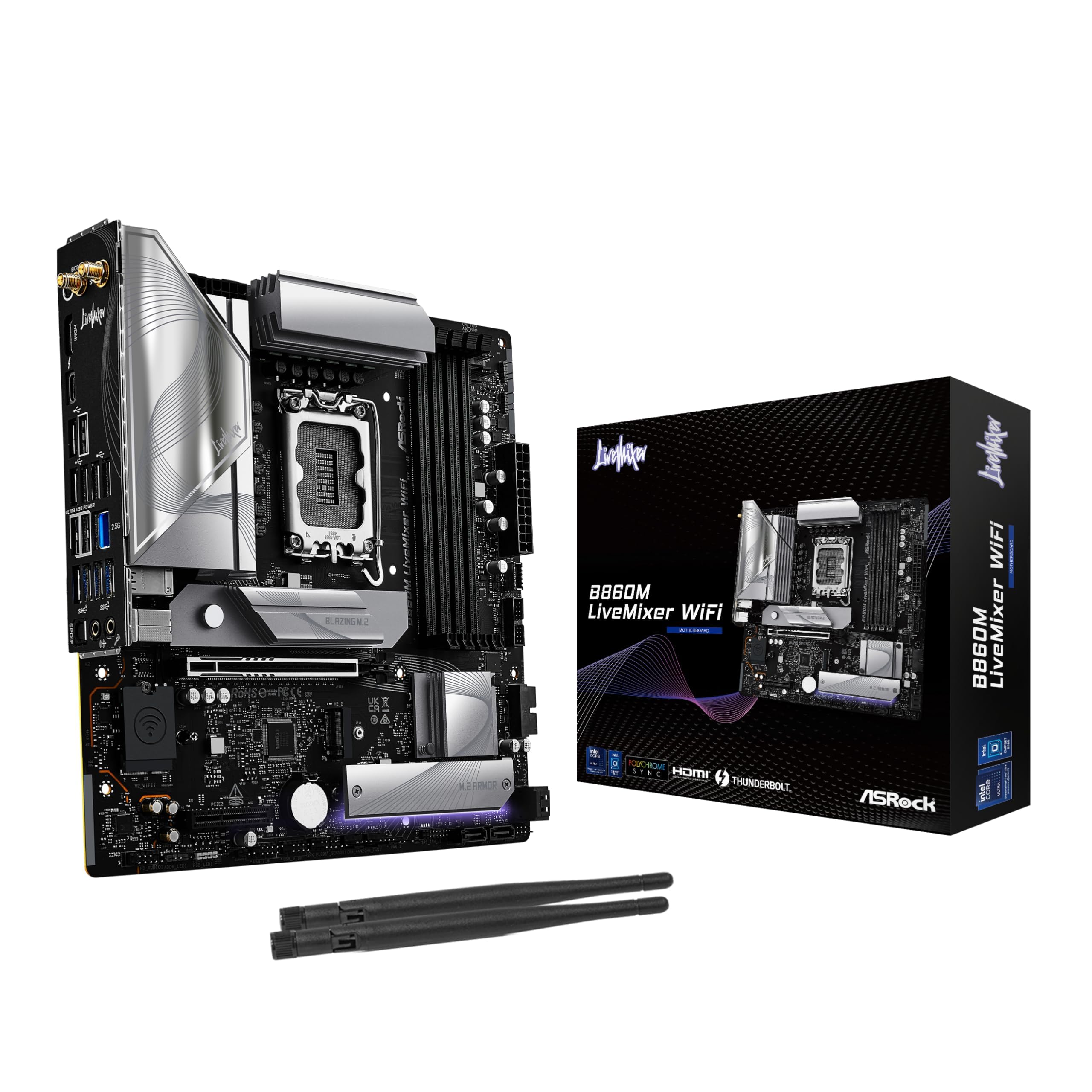 

ASRock B860M Intel Core Ultra Micro ATX Japanese Retailer Motherboard, LiveMixer, WiFi, (LGA1851) DDR5, Chipset, [Official Product]