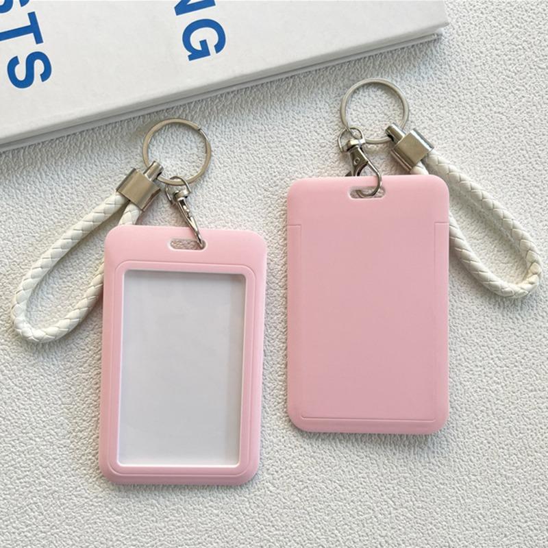 1 Peça Capa Protetora para Cartão de Identificação de Ônibus Macaron Casos Chaveiro de Carne de Estudante Cartão Bolsa Conjunto Porta-Cartão de Crédito Chaveiro