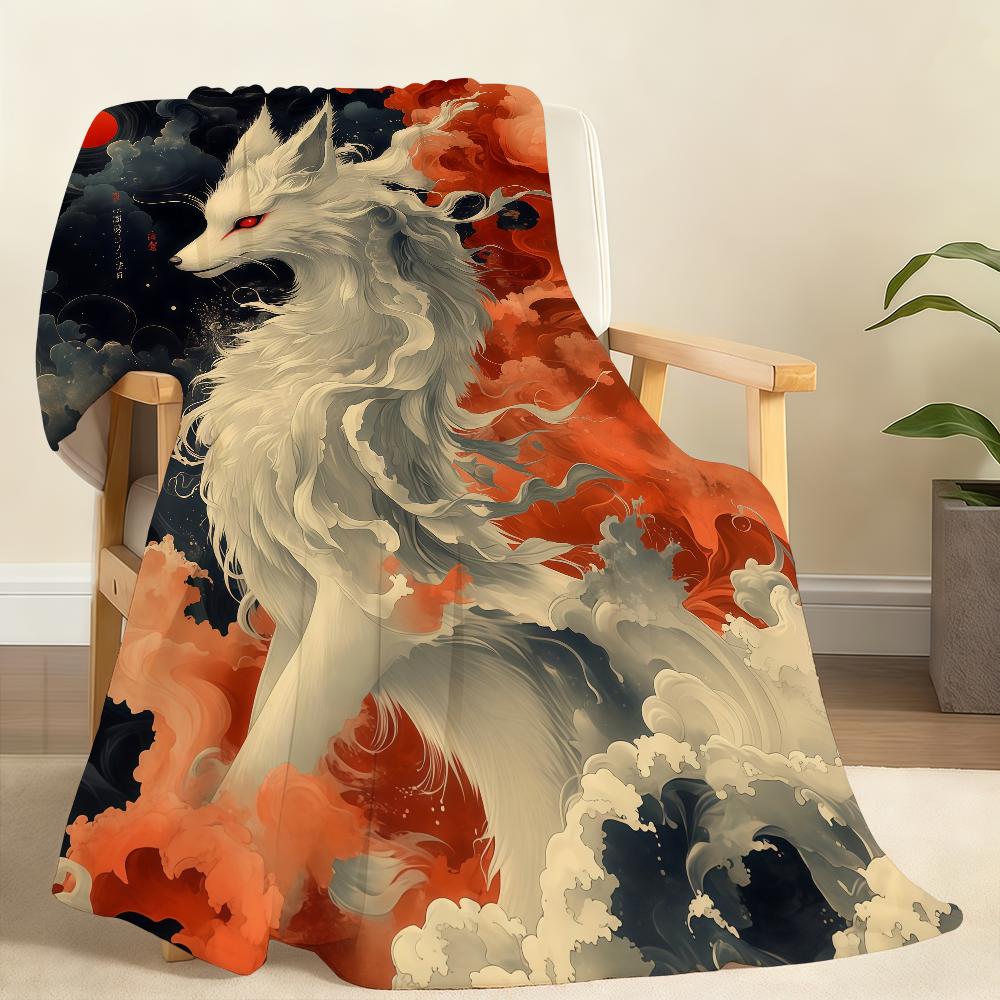 Japanese Kitsune Fox Blanket Soft Throw Blanket for Home Bedroom Bed Sofa Picnic Travel Office Rest Cover Blanket Gift