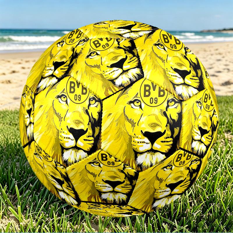 Borussia Dortmund Print Size 5 Soccer Ball, PU Wear Resistant Football for Match Training and Daily Practice, Birthday Gift for Soccer Fans