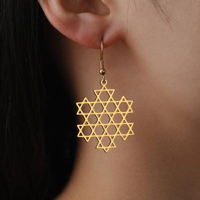My Shape Star of David Earrings Je Dangle Earrings Stainless Steel Drop Earrings Six Pointed Star Hexagram Fashion Jewelry