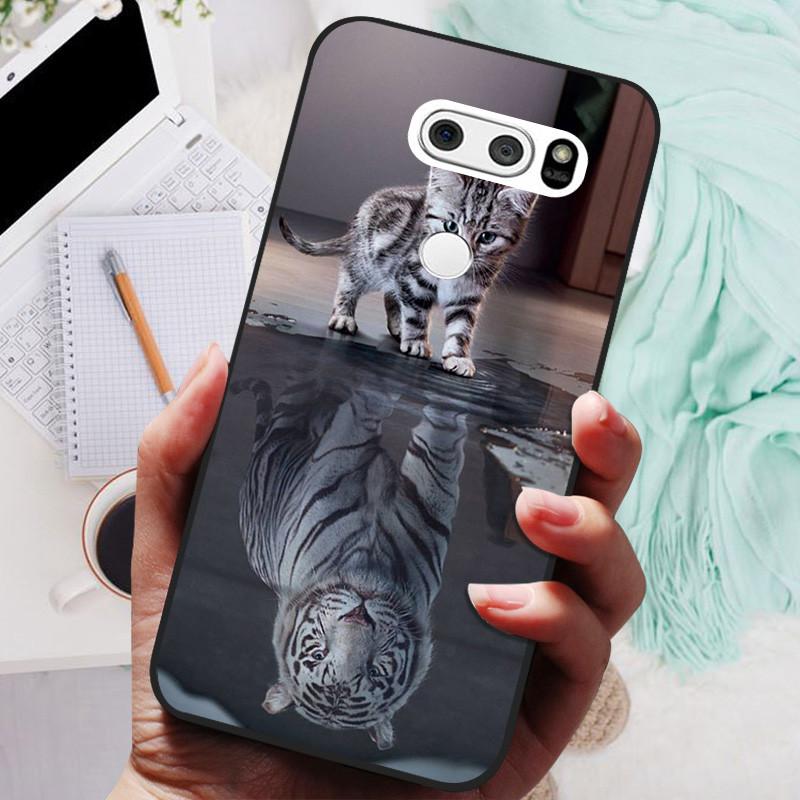 Para LG V30 V30+ Funda Gato Lindo Pintado Trasera para Teléfono Para LG V35 V30S Thinq Funda Silicona Suave Para LGV30 V30 Plus Fundas Coques