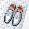 Fashion Trend New Luxury Men Tassel Loafter Male Black Silver Height Increasing Leather Shoes Tenis Masculino Zapatos Hombre