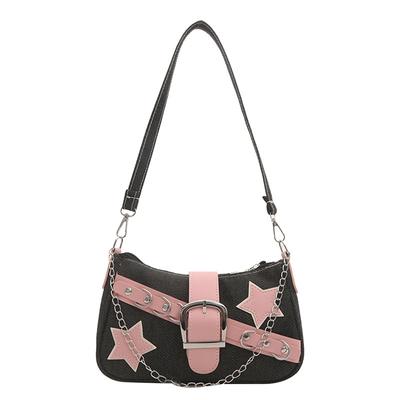 Fashion Women's Handbags Stars Pattern Cool Girls Underarm Bag Fashion Canvas Female Small Shoulder Bags Chain Tote Purses