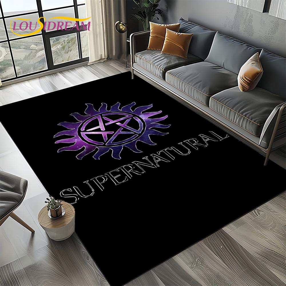 3D SPN Supernatural Sign Dean Sam Carpet Rug for Living Room Bedroom Home Sofa Decoration,Kids Play Area Rug Non-slip Floor Mat