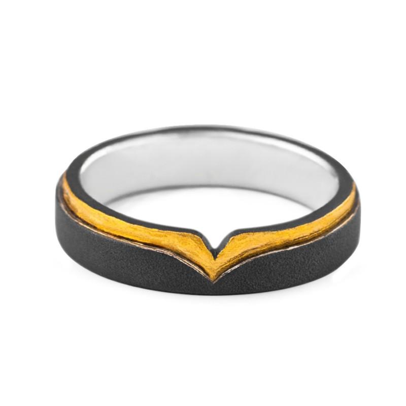 Adjustable Sterling Wing Motif Ring Men Women Minimalist Asymmetrical Geometric Finger