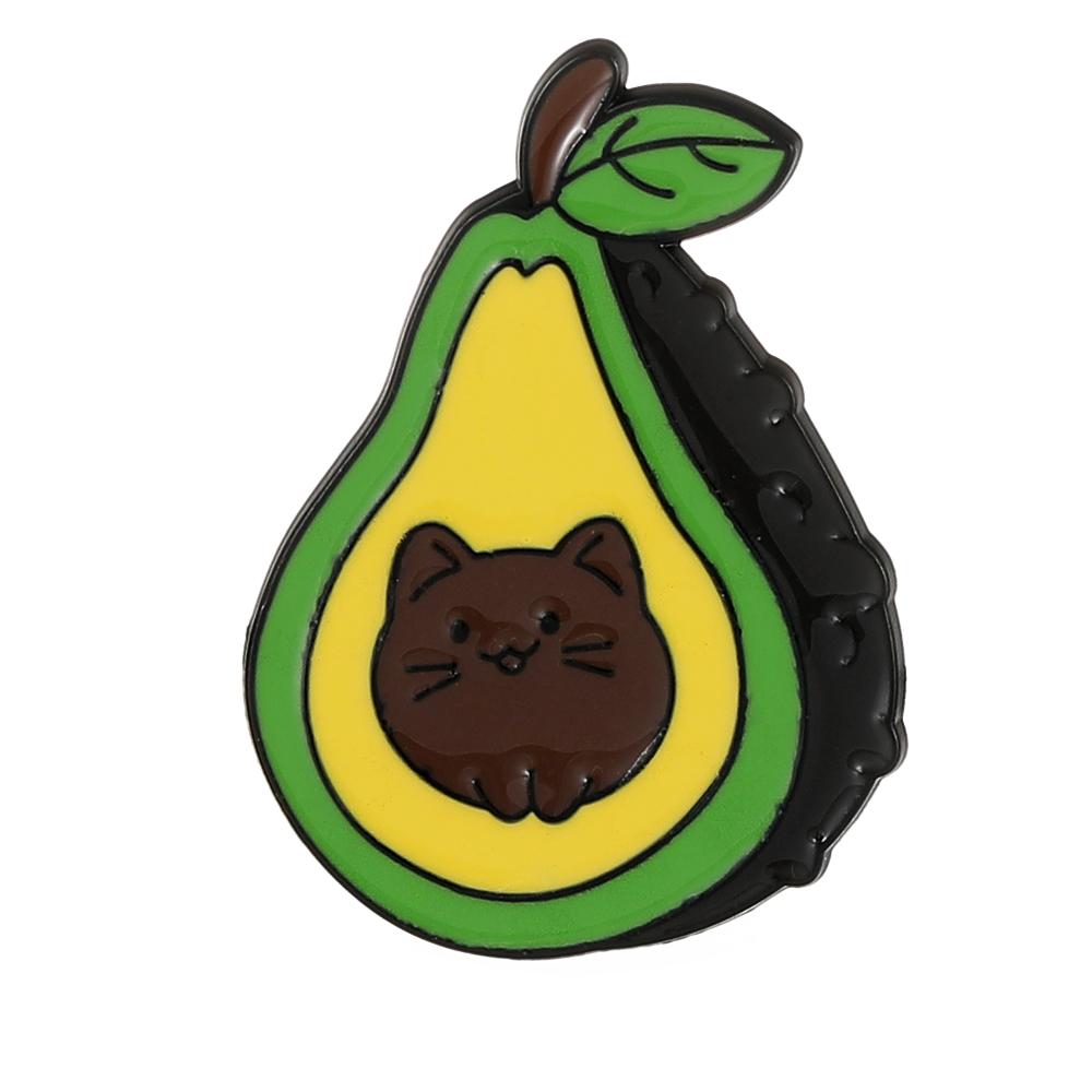 Creative Fruit Cats Collection Brooches Pretty Cute Kiwifruit Pear Avocado Lemon Design Kitten Pins For Pet Lovers Jewelry Gift