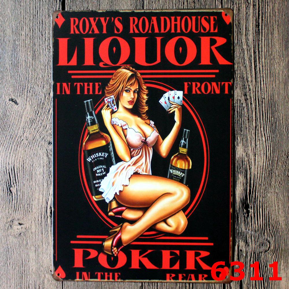 Retro Casino Tinplate Decorative Painting for Bar or KTV 