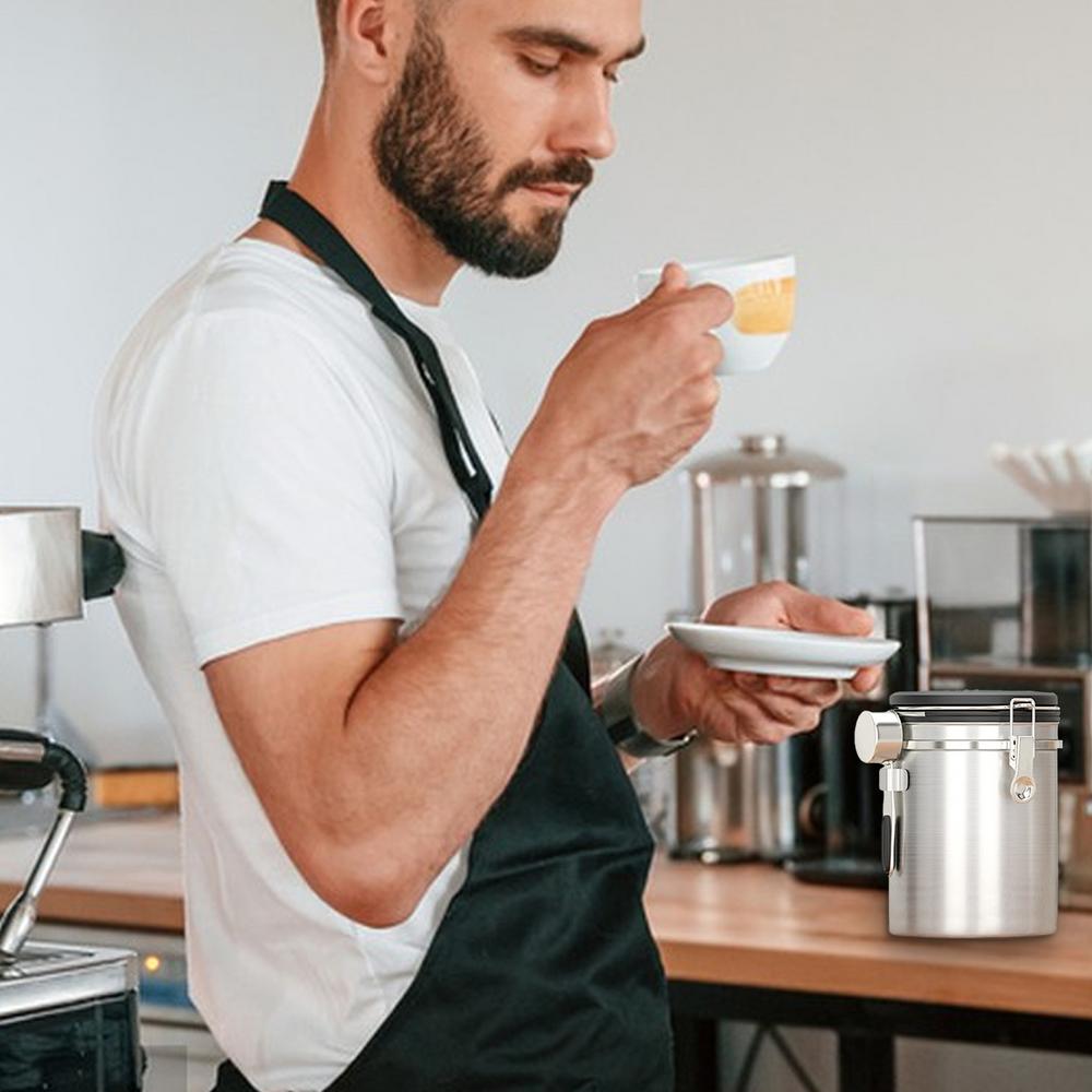 

Герметичная кофейная банка Кофейная банка с ложкой Кофейная банка с выпускным клапаном Кофейная банка с выпускным клапаном 304 красный