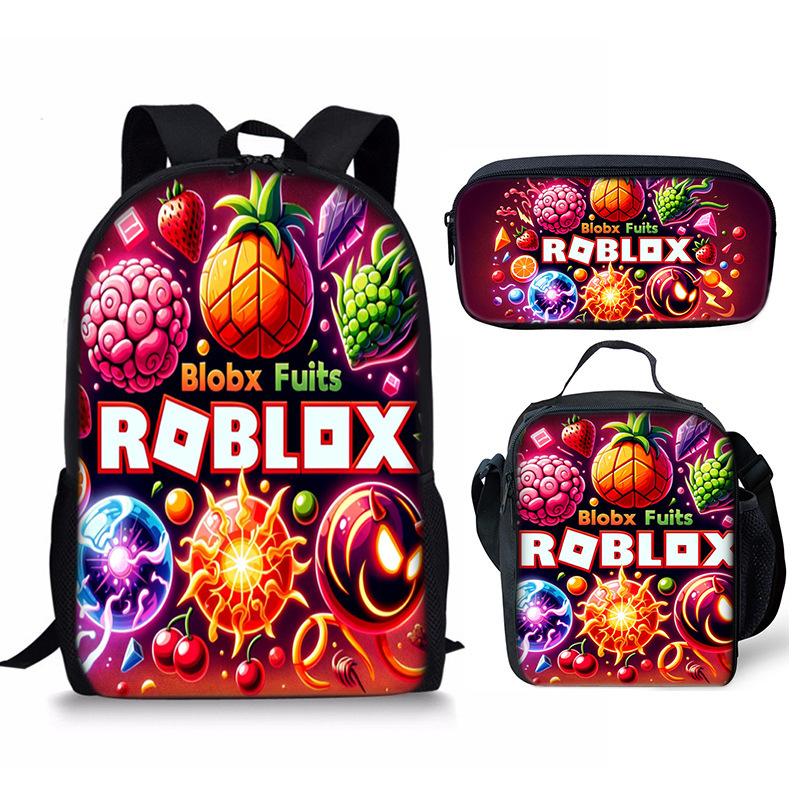 Bloxfruits Primary School Schoolbag Three-Piece Cartoon Backpack Combination Set Diy