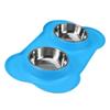 Pet Bowl Double Stainless Steel Food and Water Dog Bowls Non-Skid Silicone Mat Feeder for Feeding Dogs Cats Puppies 1Pcs
