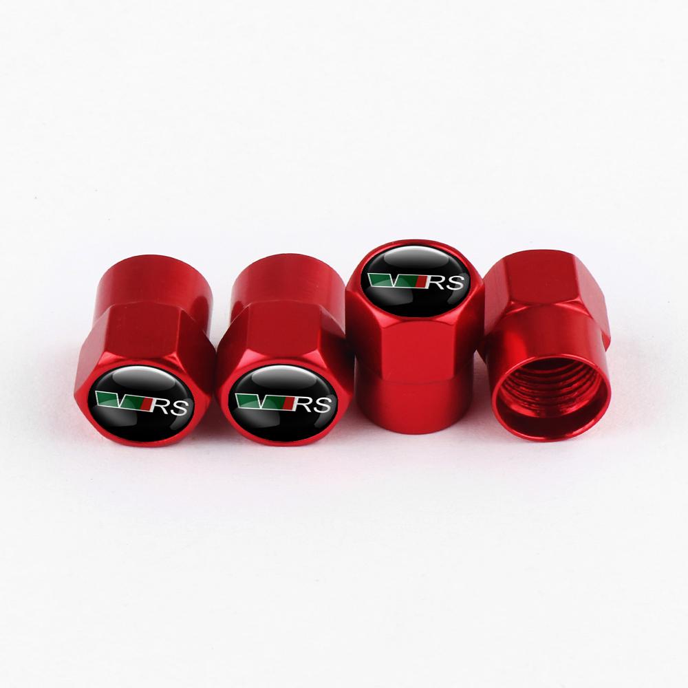 BAUN9 4pcs Car Styling Aluminum Emblem Wheel Tire Valve Stem Air Caps For Skoda Octavia Fabia Rapid Yeti Superb Octavia A5 A7 VRS VII