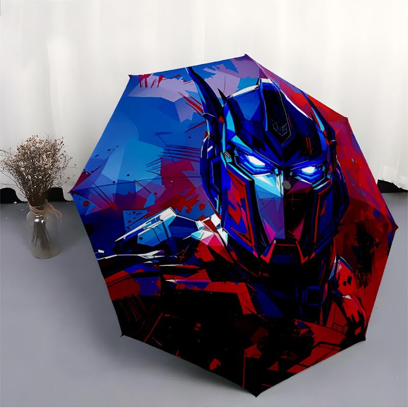 1pz Ombrello Pieghevole Automatico Transformers, Optimus Prime - Design Compatto a 8 Stecche, Plastica e Ferro Resistenti, Uso Quotidiano Z1230048