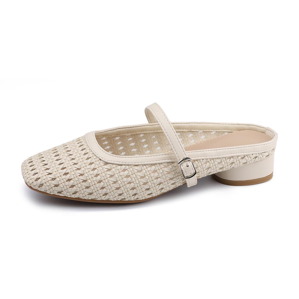 Grape mother summer new empty woven single shoes women 2025 French light luxury single shoes women wear high-end women's shoes