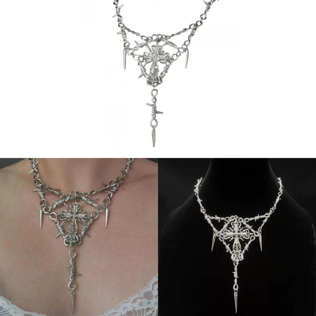 Minimalist Geometric Cross Pendant Necklace For Women With Alloy Chain Summer