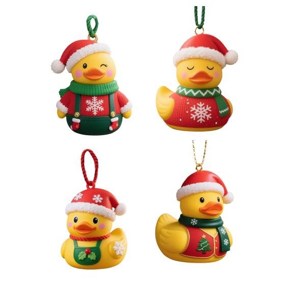 Christmas Duck Ornaments Acrylic Cartoon Ducks Xmas Tree Hanging Decorations for Holiday Party Favors Home Decor