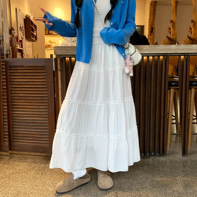White Skirt Female Summer Thin High Waist Thin Temperament Fairy a Word Medium and Long Tutu Skirt Ballet Cake Skirt