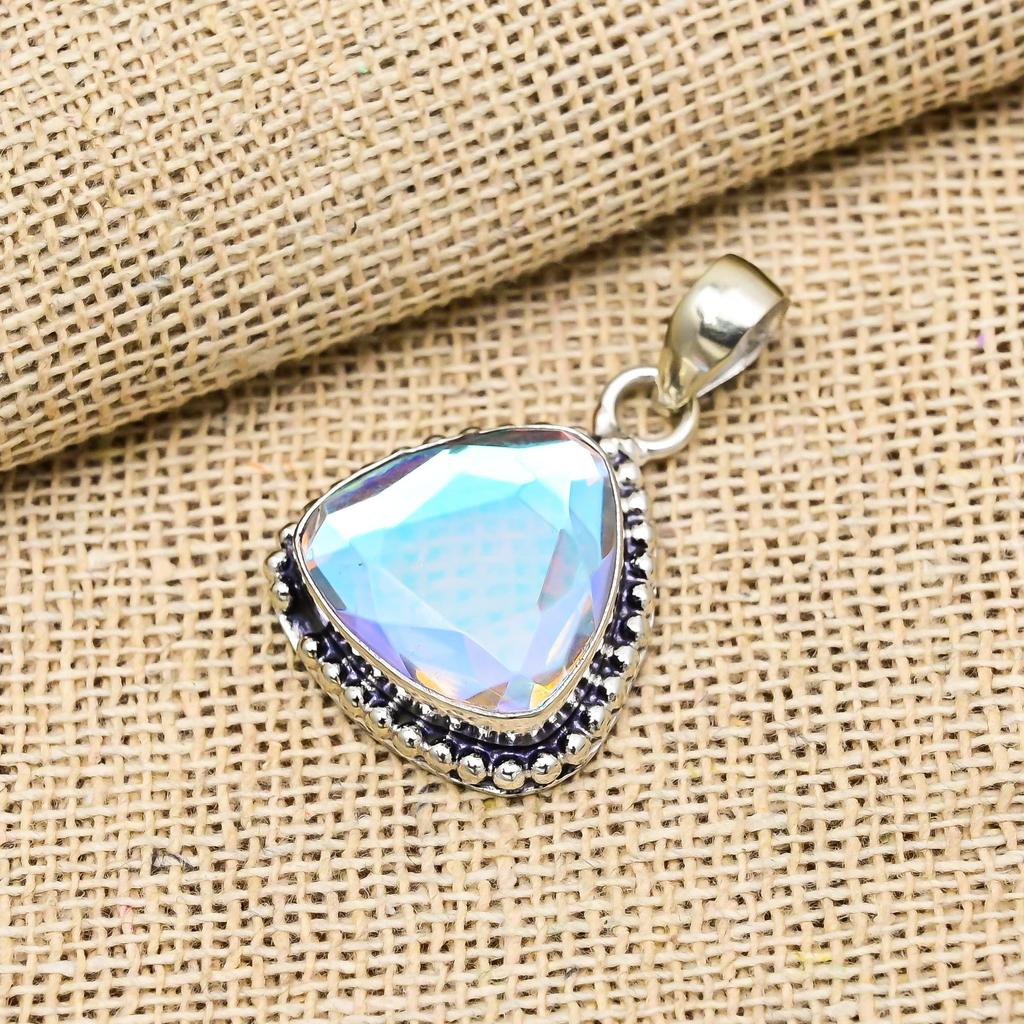 Mystischer Topas Edelstein Handgefertigt 925 Sterling Silber Anhänger Schmuck Für Verlobungsgeschenk