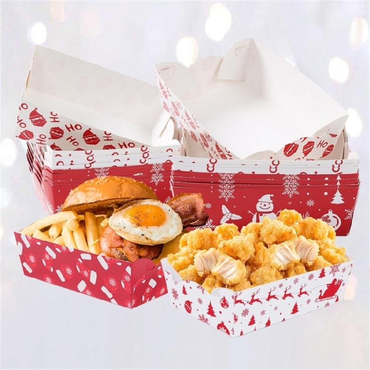 Bulk Disposable Christmas Snacks Boxes Paper Trays For Holiday Parties Paper Structure Festival Decoration