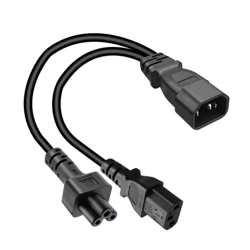 IEC C14 Stecker Verlängerungsstromkabel 3-poliger Stecker IEC320-C14 auf IEC320-C13+C5 Konverter-Adapterkabel