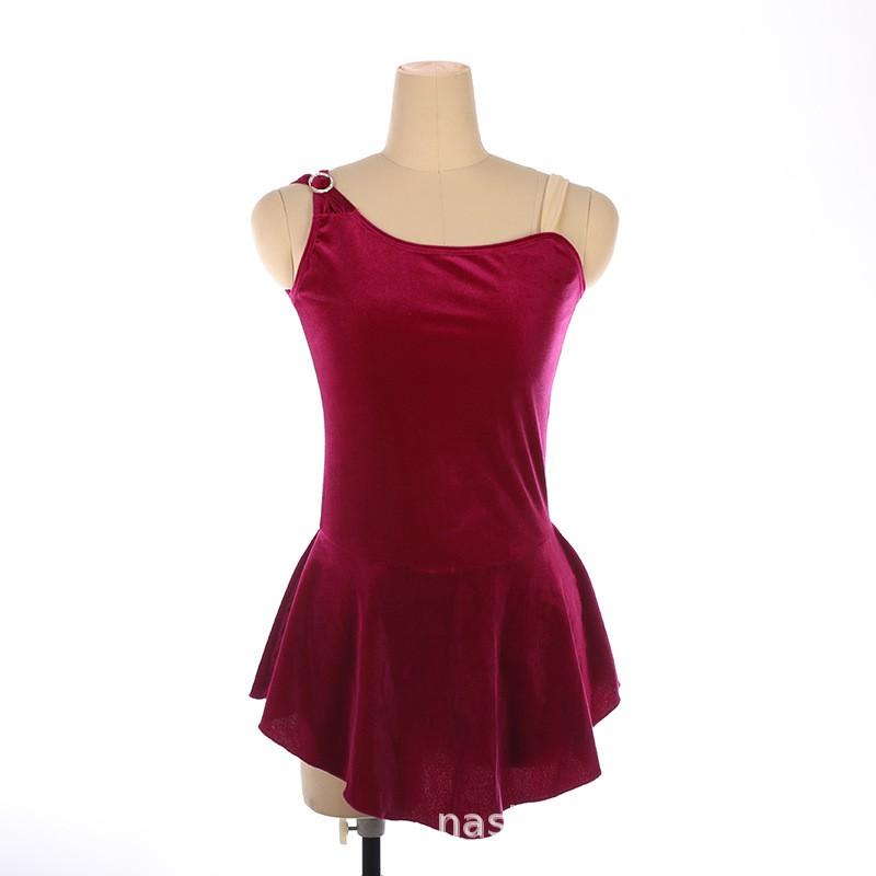 Girls Figure Skating Dress Performance Costume Competition Grading Velvet With Rhinestone Embellishment 20 Colors Available