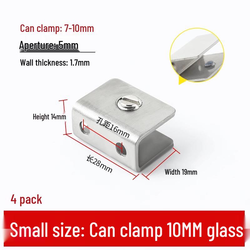 Nerezová skleněná svorka pro police a skříně