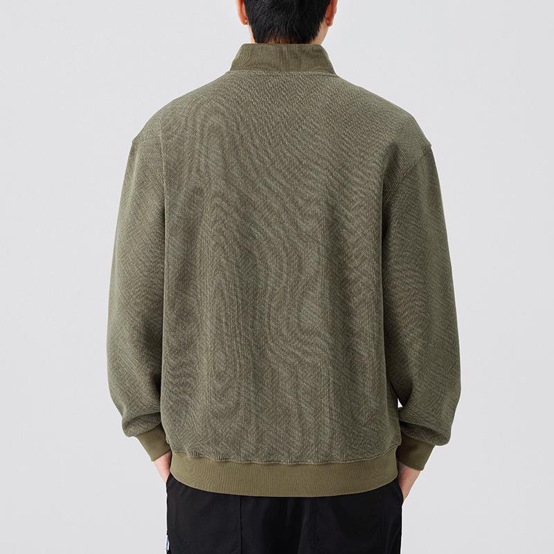 Men's Autumn 2025 Trendy Half-Zip Heavyweight Hoodie - Long Sleeve, Casual Style