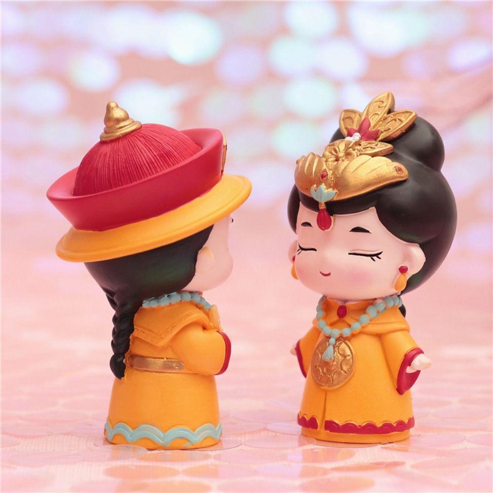 Chinese Style Ancient Doll Emperor and Empress Traditional Crafts Resin Queen Ornament Toddlers