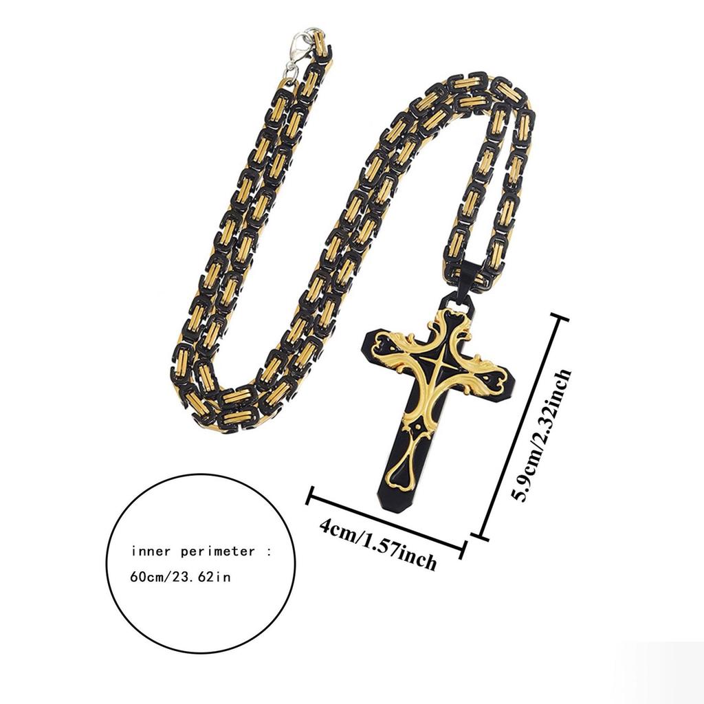 Vintage Cross Pendant Necklace & Bracelet Set - Unisex Fashion Jewelry