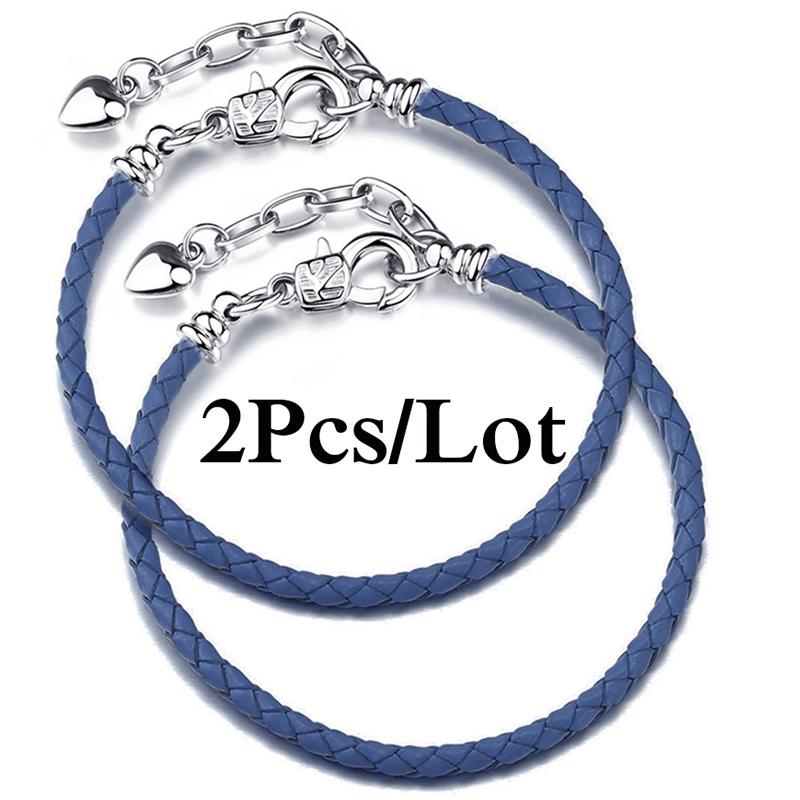 2 szt./partia Specjalna Oferta Skórzane Bransoletki Łańcuszkowe Pasują do Ręcznie Robionych Koralików Bransoletki z Charmsami Dla Par Pulsera Biżuteria Dla Kobiet Mężczyzn Hurtownia