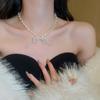 Elegant Bowknot Necklace Irregular Pearl Beaded Choker for Women Girls Korean Fashion Clavicle Chain Party Jewelry Gift