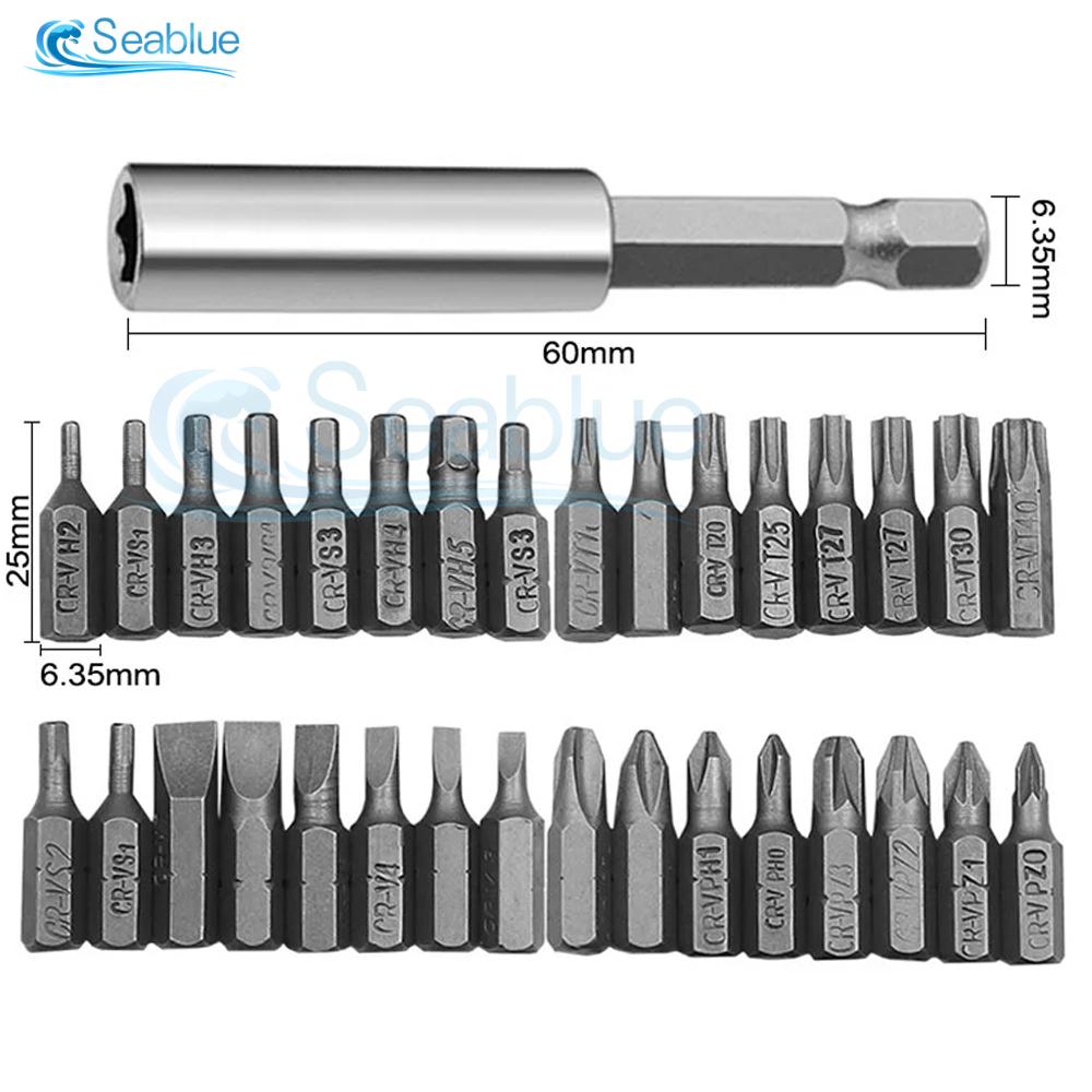 33Pcs Magnetic Extension Bit Holder Screwdriver Bits Set Quick Release Bit Holder For Electric Screwdriver Bit Accessories