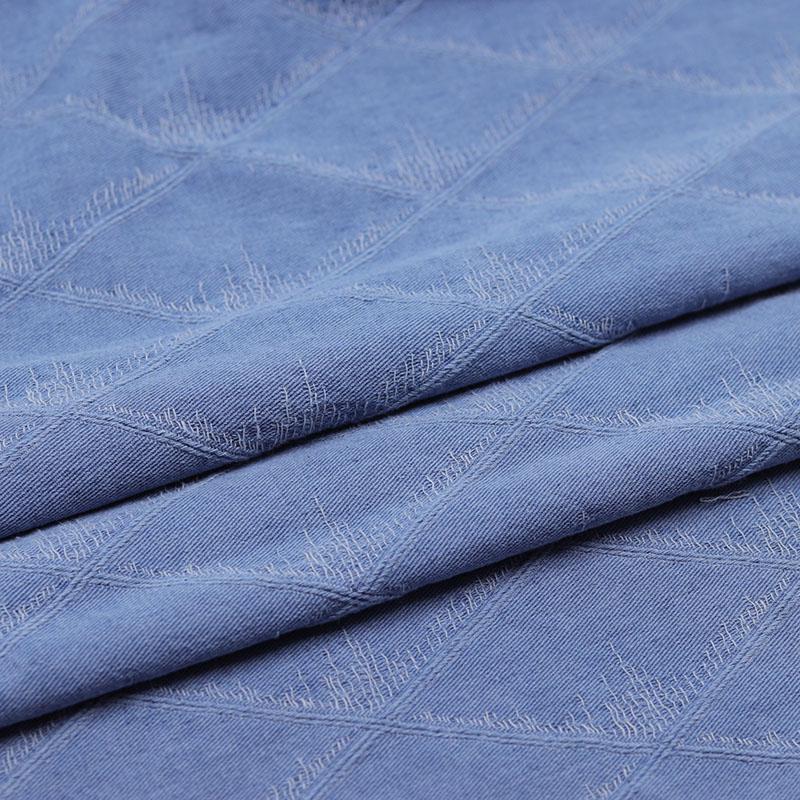 Diamond Jacquard Washed Denim Fabric for DIY Handmade Clothing