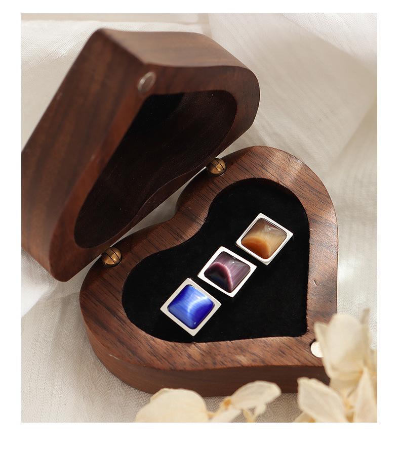 Gold-Plated Tiger's Eye & Cat's Eye Three-Color Earrings: Retro European & American Niche Style