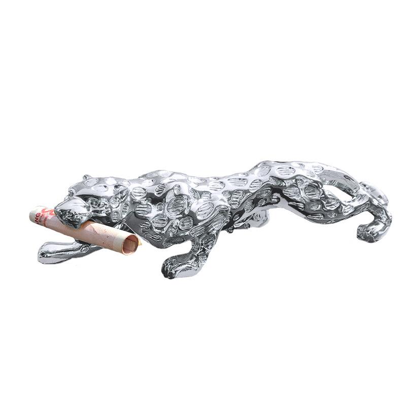 Golden Resin Leopard Figurine – Feng Shui Wealth Animal Decor for Home, Office & Car