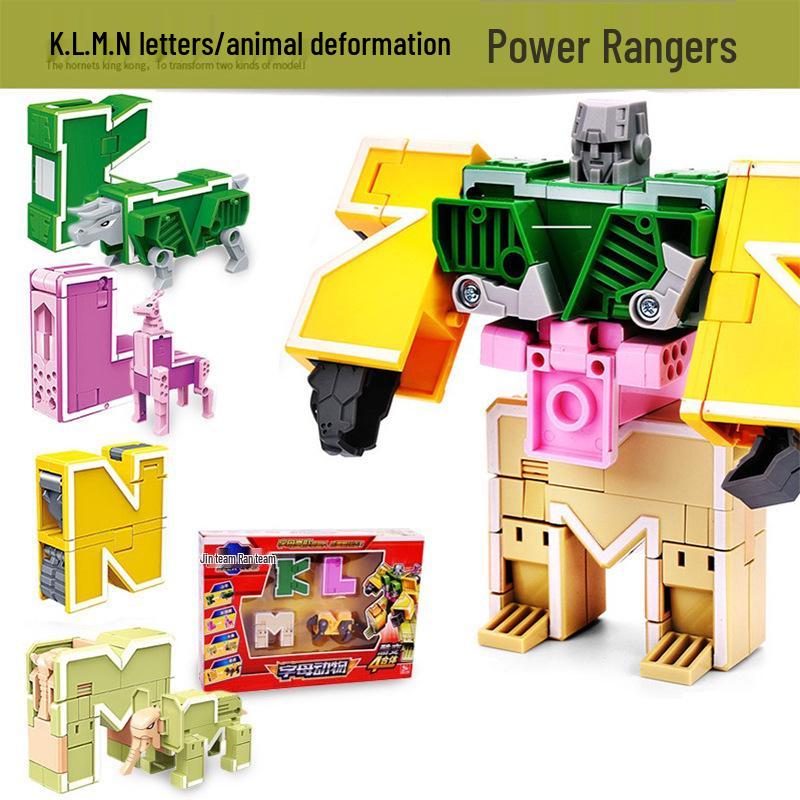 Power Rangers Alphabet & Number Transforming Robot Building Blocks Toy Set for Kids