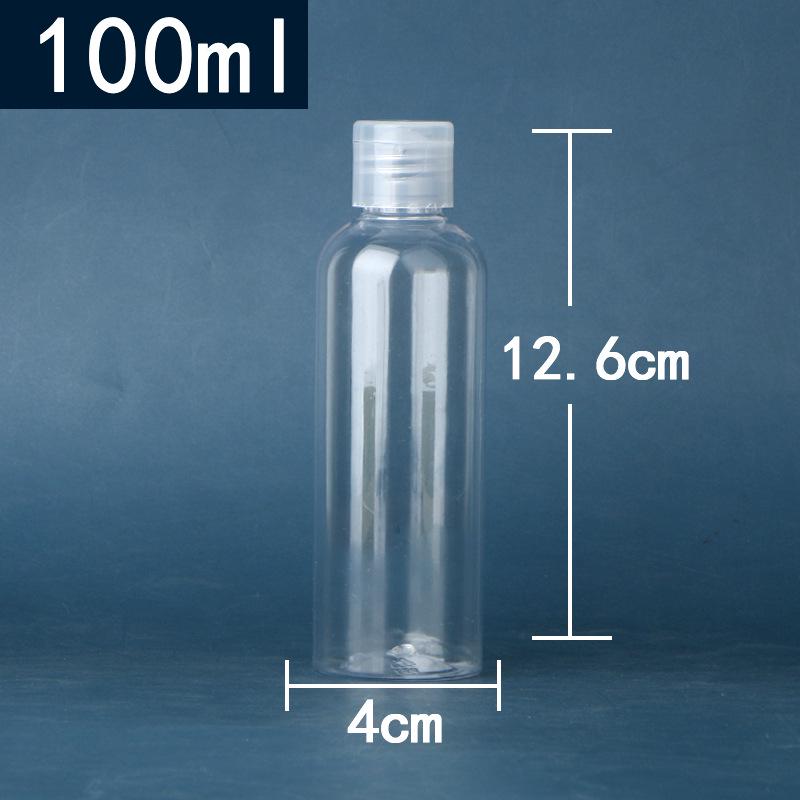 Transparent PET Plastic Flip-Top Bottle, 10/30/50/100 ml, Butterfly Cap for Lotion/Cosmetic Packaging.
