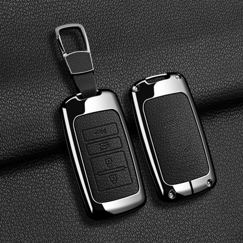 Zinc Alloy Leather Car Smarte Remote Key Case Holder Cover Chain for Kia Sorento K900 K7 Cadenza 4 Button Accessories