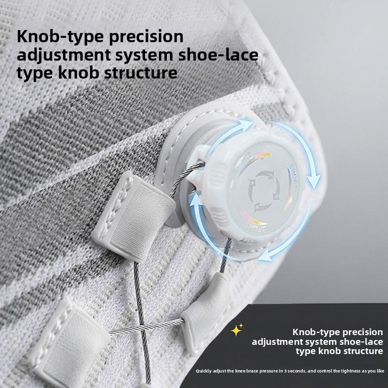 Rotationsartiger Knieschoner für Laufen im Freien und Fitness, mit Federunterstützung, Silikon-Stoßdämpfung und gestrickten Kniebereichen.