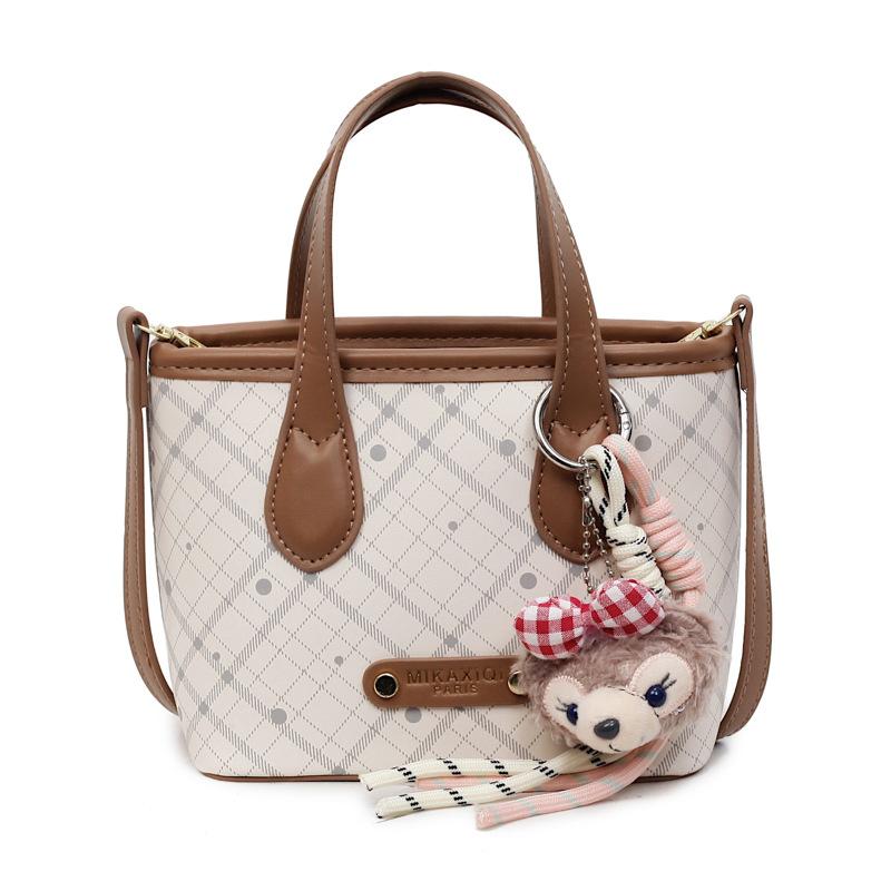 Fashion Chessboard Gotot Bag Women's 2025 New Hand Bag Commuter Shoulder Crossbody Bag Contrasting Color Bucket Bag